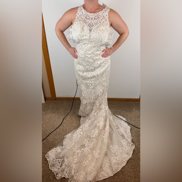 Stella York Wedding Dress Style 6487 Lace Mermaid Train 16 *Read Description* - Picture 4 of 16